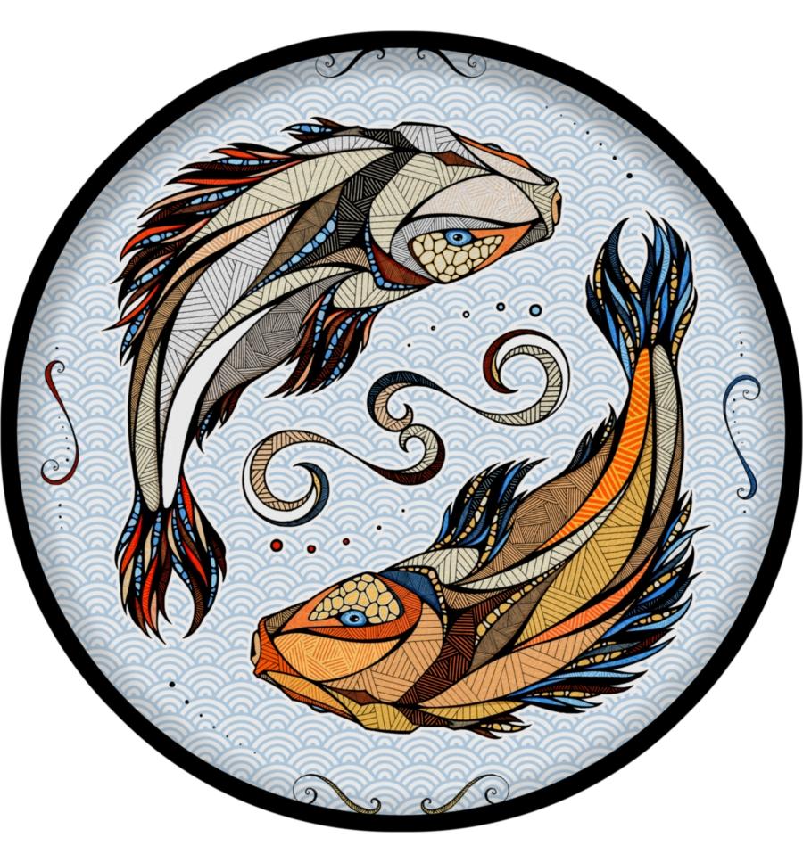 Деревянный, фигурный пазл EWA Карпы Кои (Рыбы) S 20x20 см