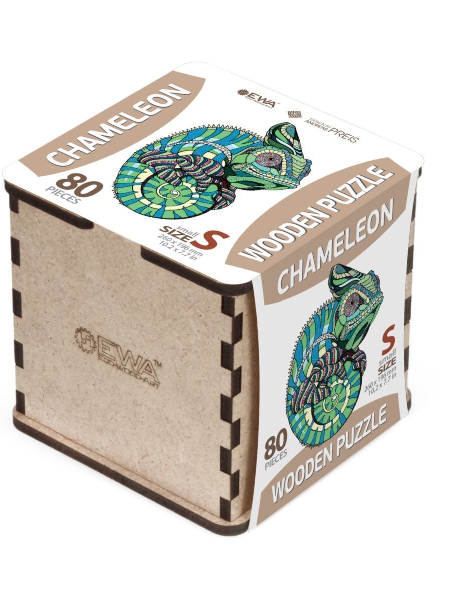 Деревянный пазл EWA Хамелеон, S 26x20 см, головоломка