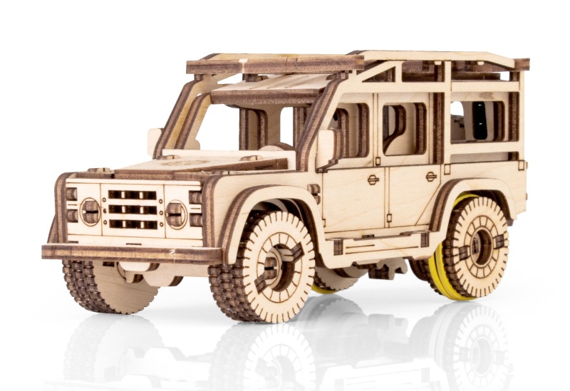 Деревянный конструктор EWA Джип с заводным механизмом