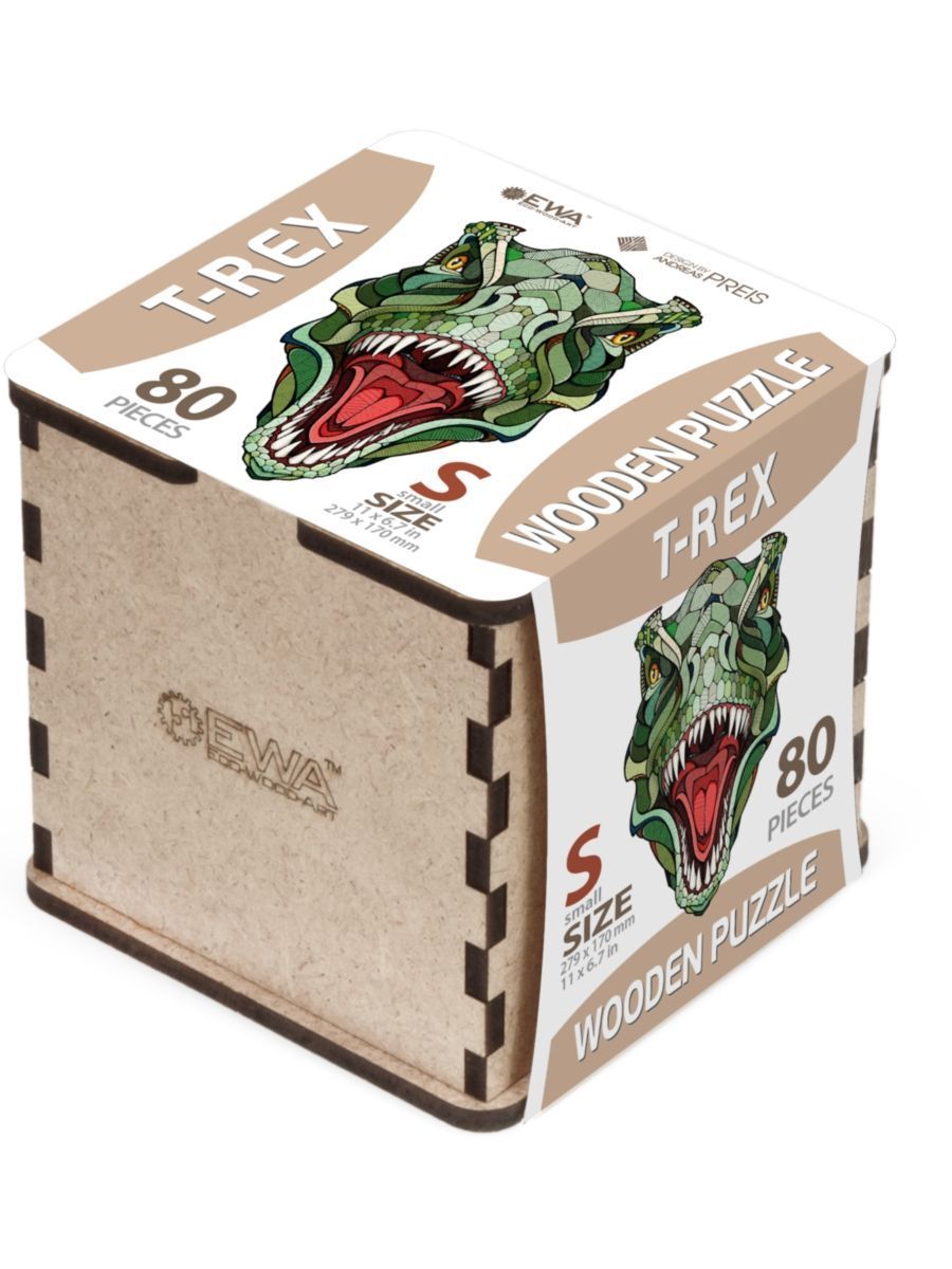 Деревянный пазл EWA Динозавр T-REX, S 28x17 см, головоломка