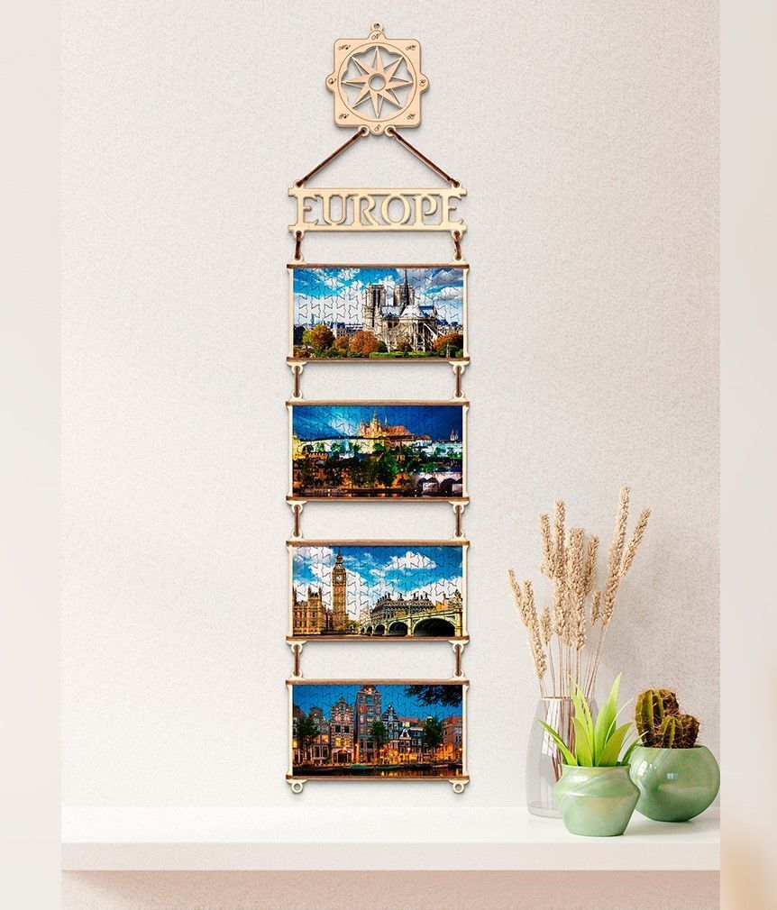 Деревянный пазл, двусторонний EWA Карта мира. Европа (70x18 см)