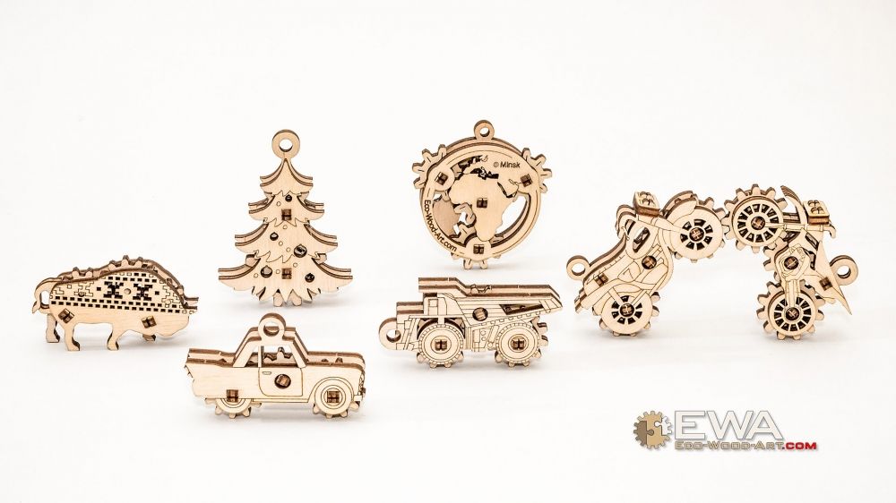 Деревянный конструктор-брелок EWA Эвик: Зубр