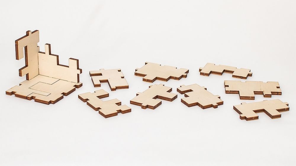 Деревянный конструктор-головоломка EWA Cube 3D puzzle