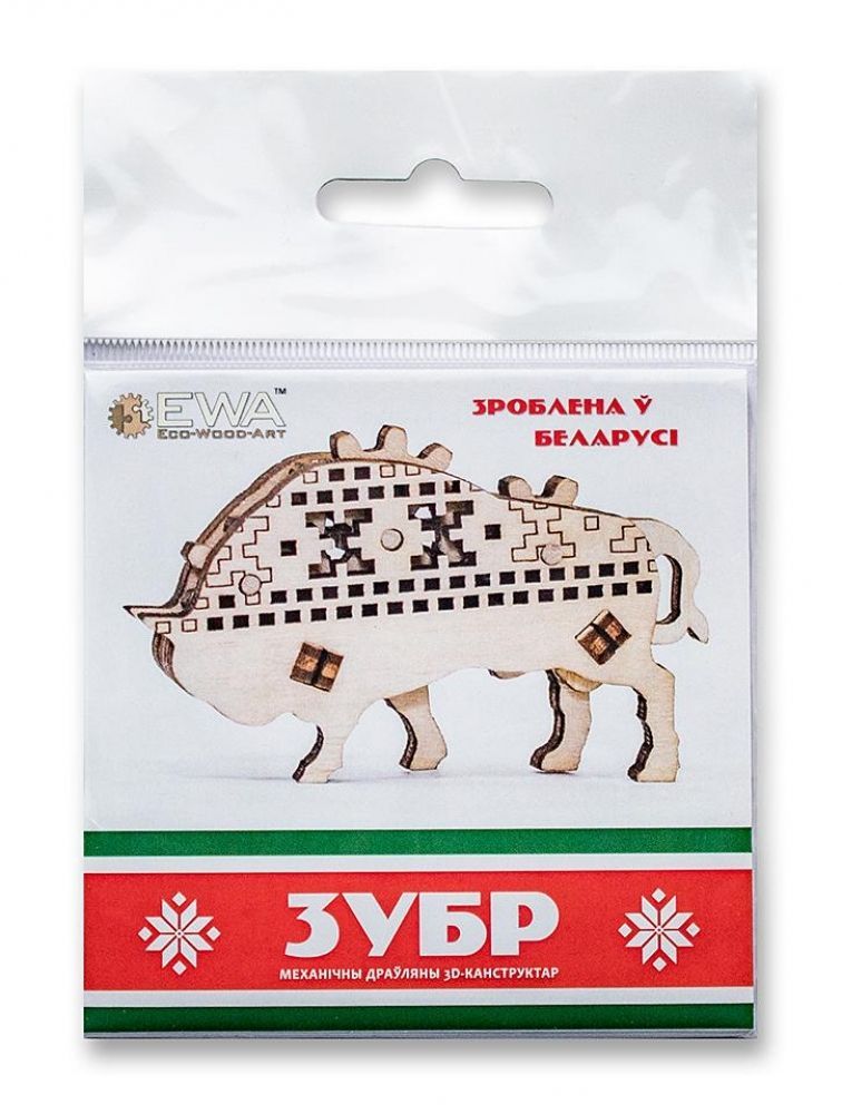 Деревянный конструктор-брелок EWA Эвик: Зубр