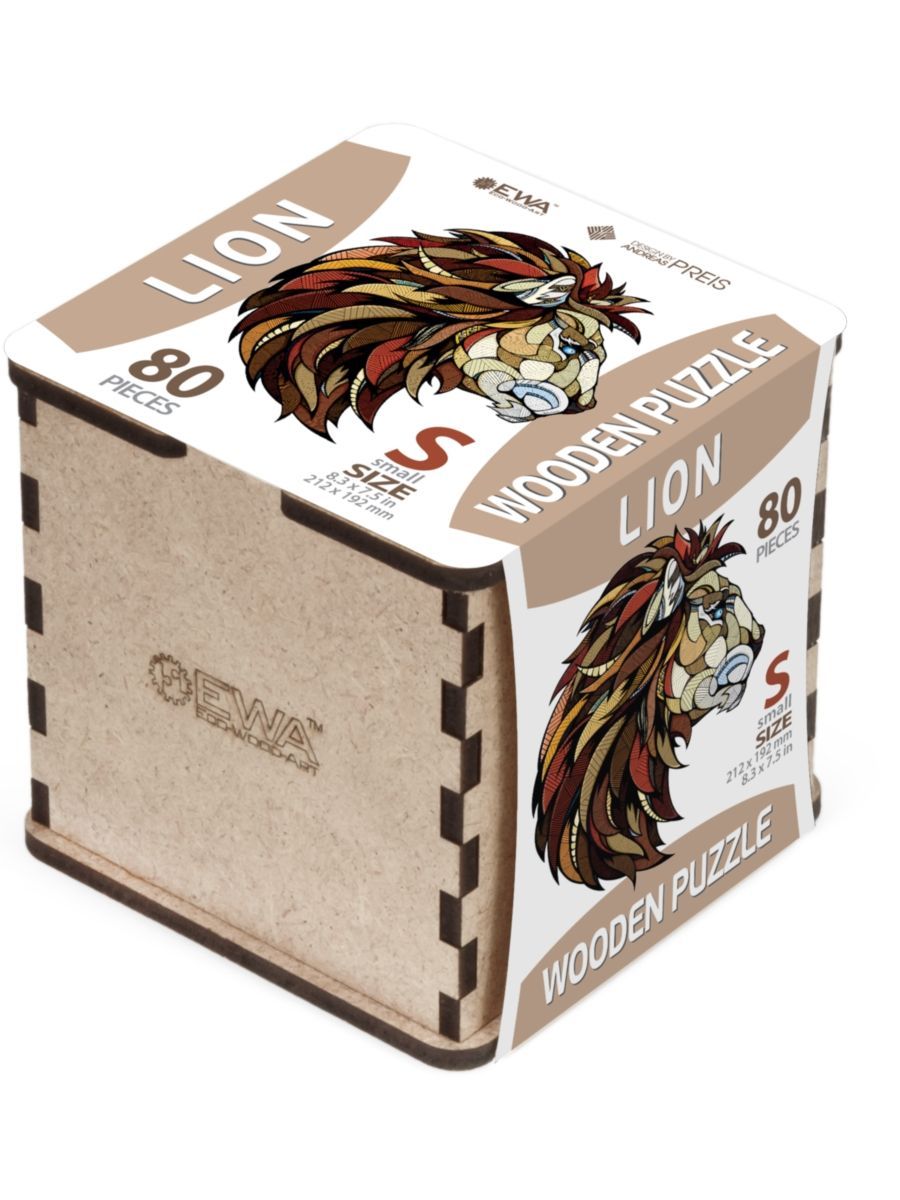 Деревянный пазл EWA Лев, S 21x19 см, головоломка