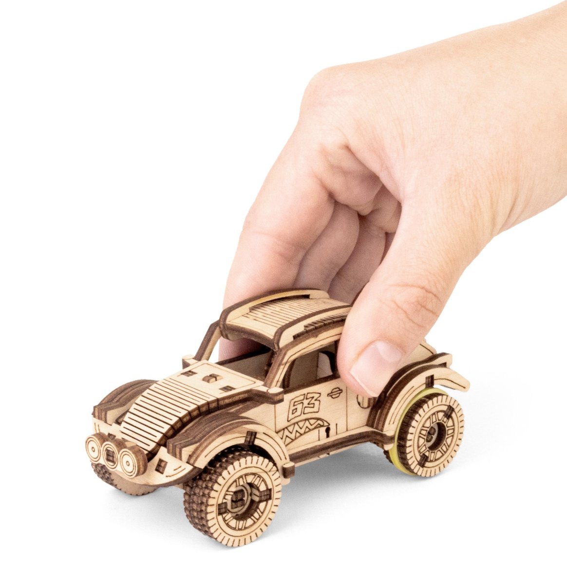 Деревянный конструктор EWA Вездеход с заводным механизмом