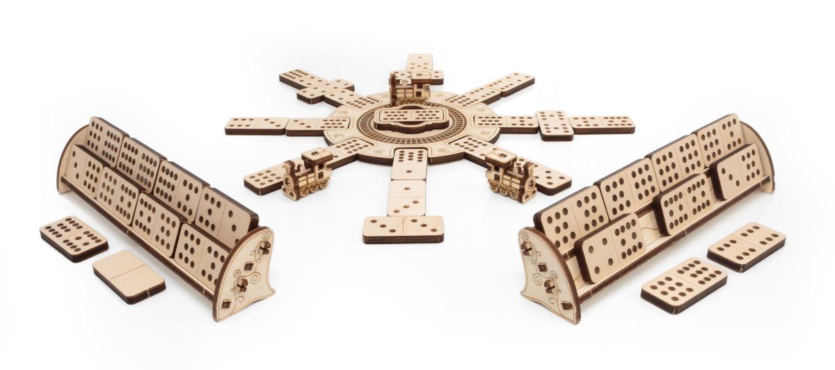 Сборная деревянная настольная игра 3D EWA Домино Мексиканский поезд