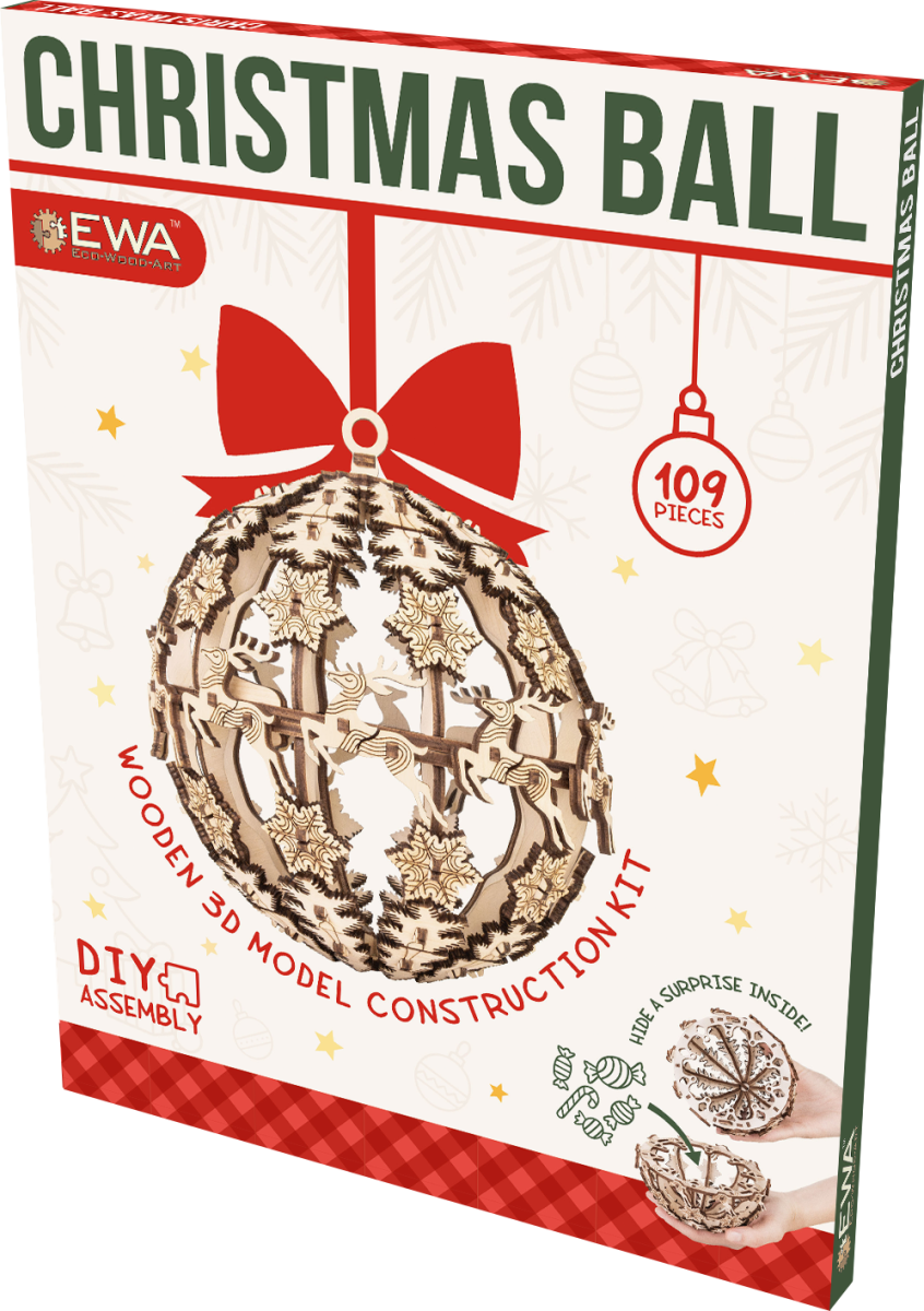 Деревянный конструктор EWA Новогодний шар для подарков