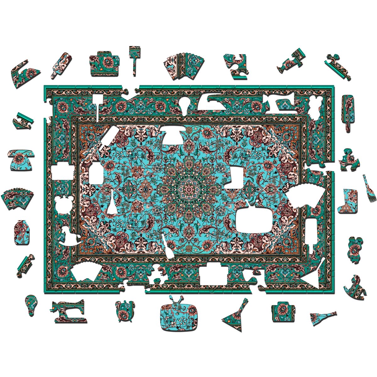 Деревянный фигурный пазл EWA Дедушкин ковер 39x28 см