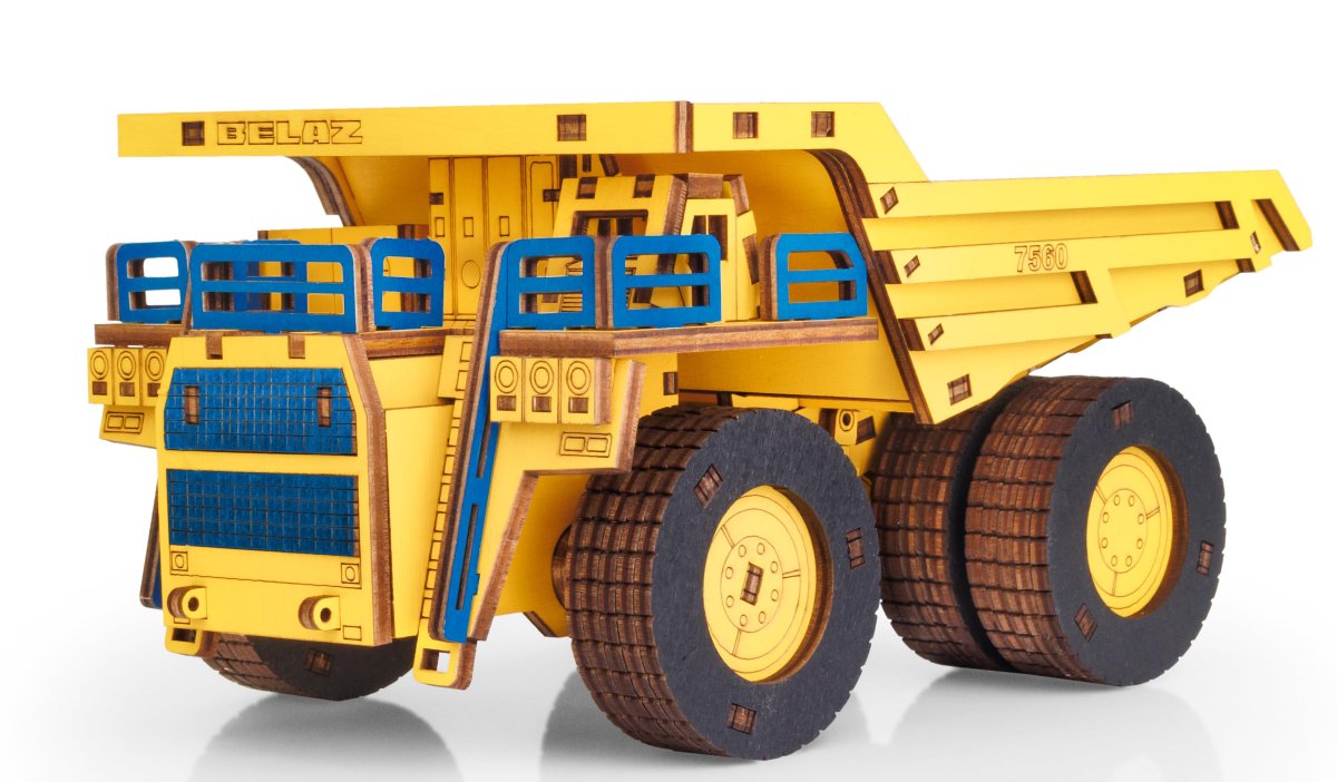 Деревянный конструктор EWA Самосвал BELAZ 7560 цветной