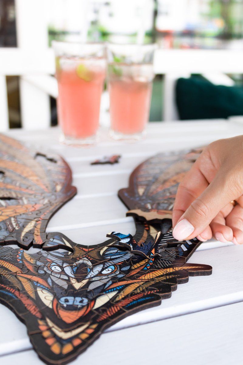 Деревянный, фигурный пазл EWA Летучая Мышь S 27x20 см