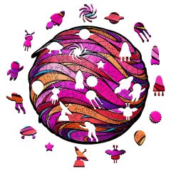Деревянный фигурный пазл EWA Розовая планета S (20x20 см)