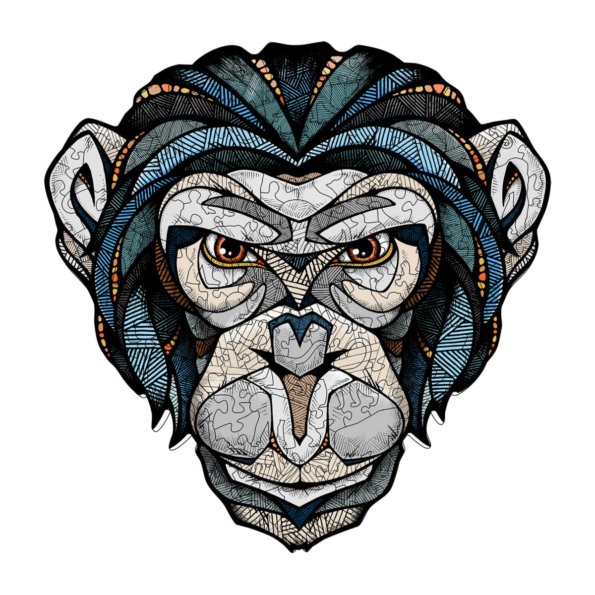 Деревянный, фигурный пазл EWA Шимпанзе M (28х28 см)