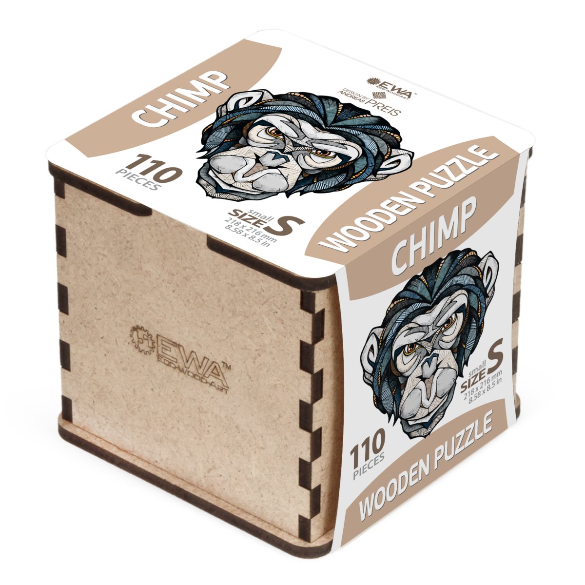Деревянный фигурный пазл EWA Шимпанзе S (22x22 см)