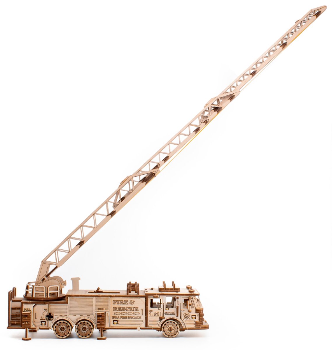 Сборная модель деревянная 3D EWA Пожарная машина с лестницей