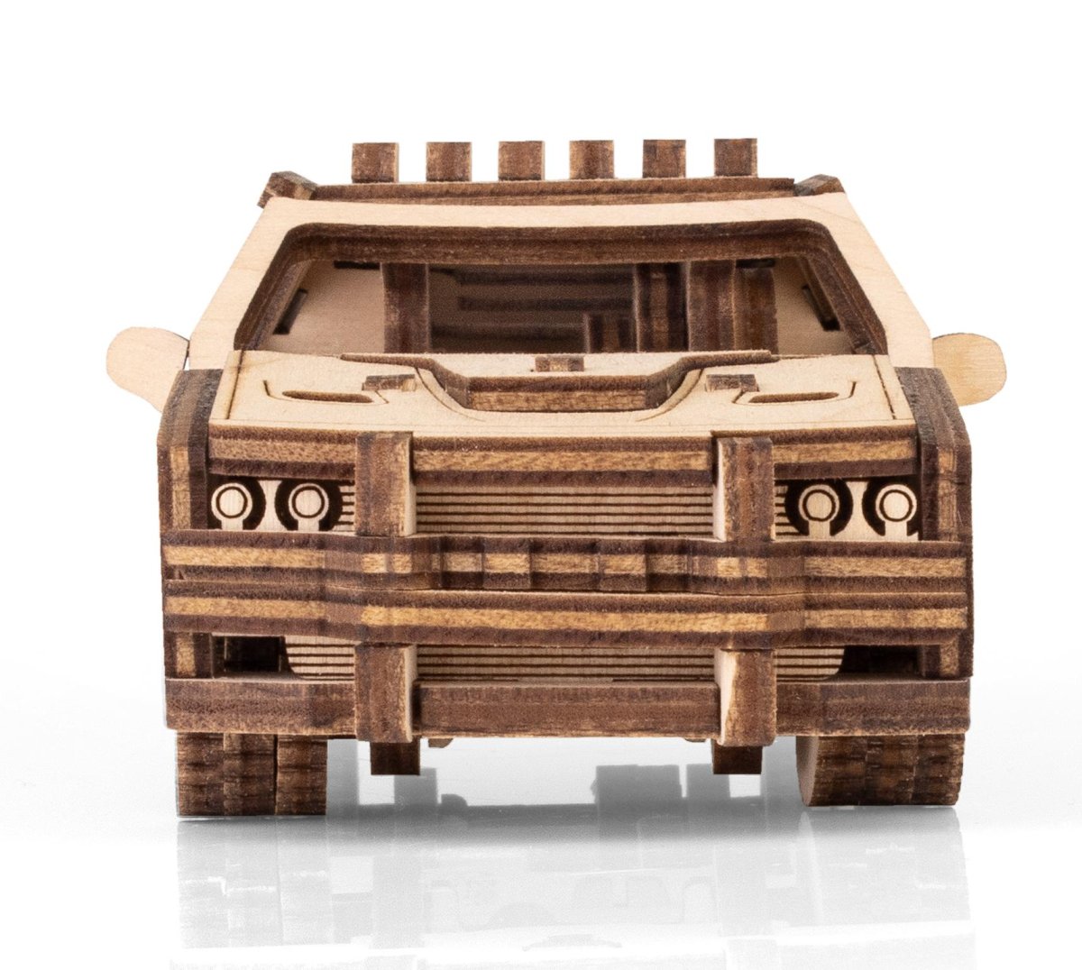 Деревянный конструктор EWA Полицейская машина с заводным механизмом