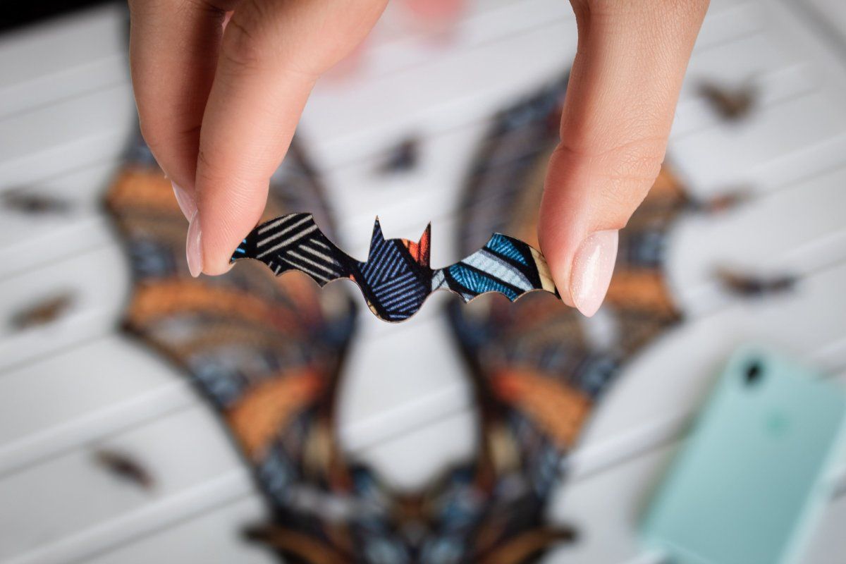 Деревянный, фигурный пазл EWA Летучая Мышь S 27x20 см