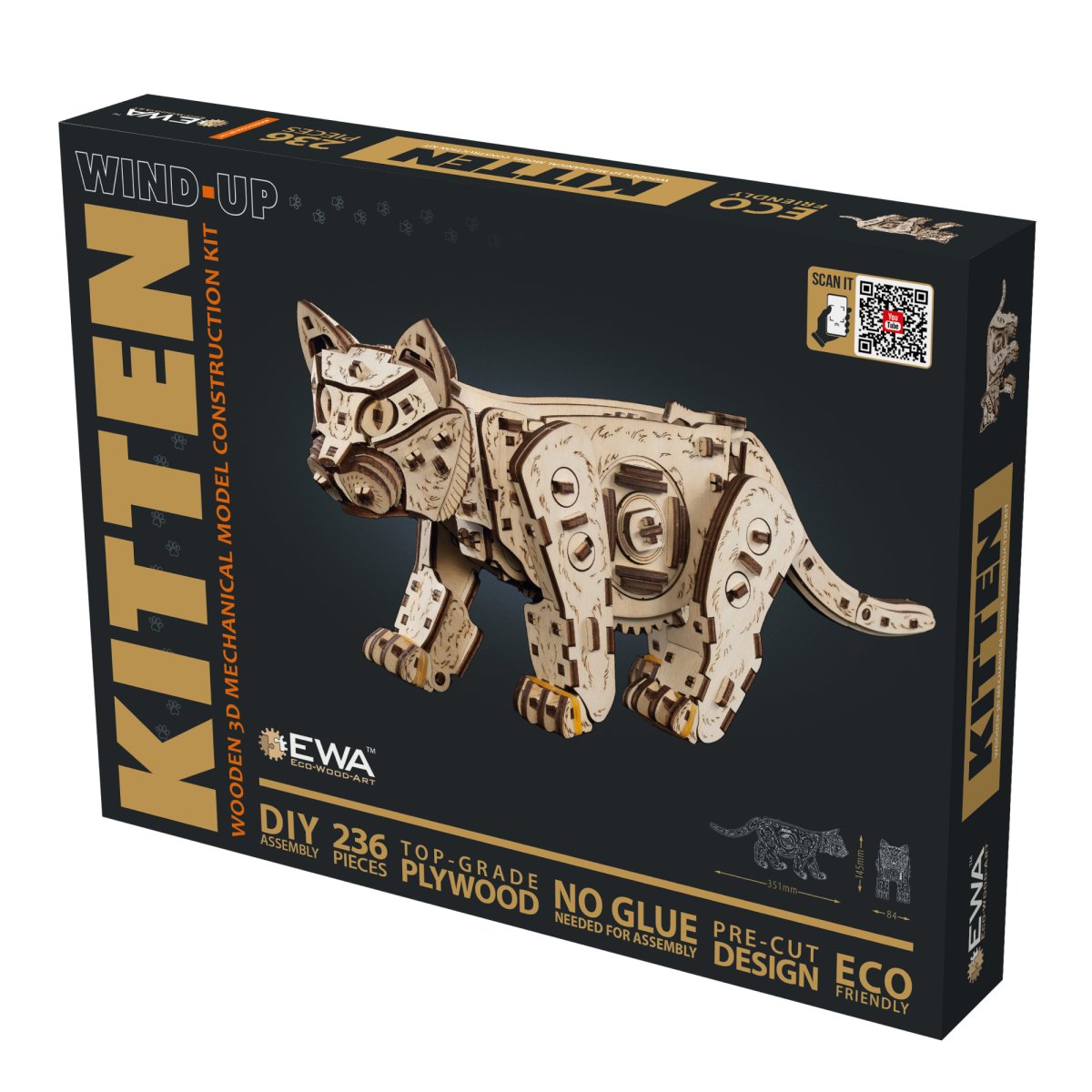 Механическая сборная модель EWA Котенок светлый