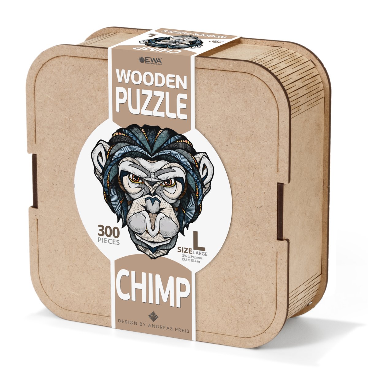 Деревянный фигурный пазл EWA Шимпанзе L (40x39 см)