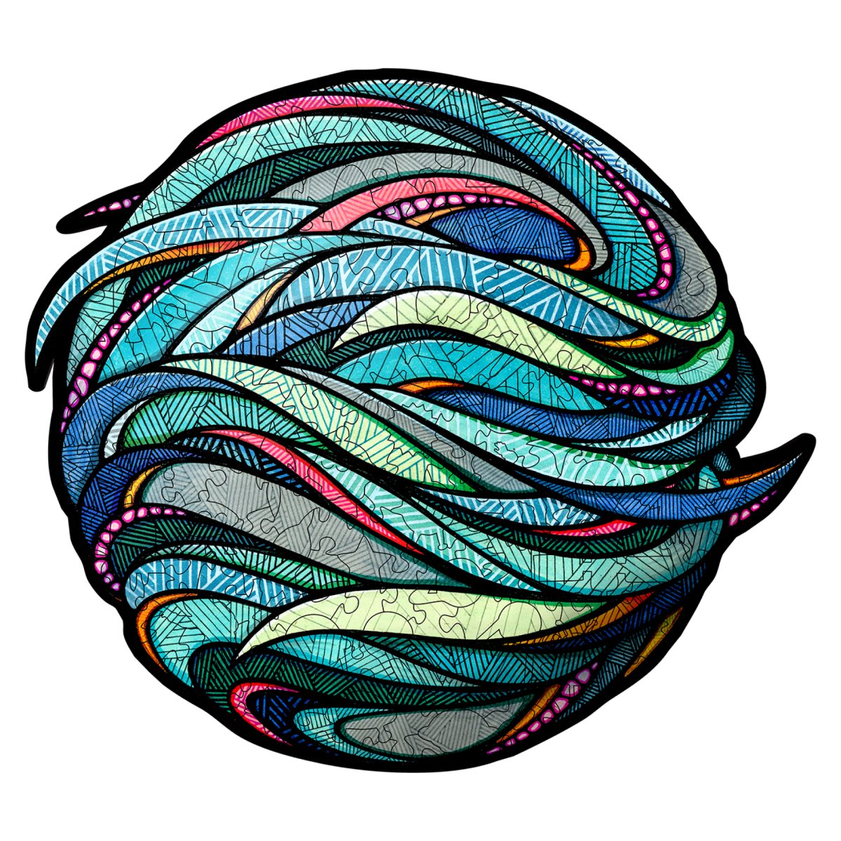 Деревянный, фигурный пазл EWA Голубая планета M (32х28 см)