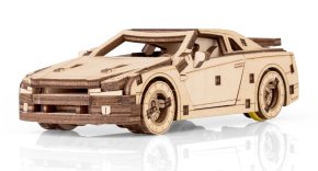 Деревянный конструктор EWA Спорткар с заводным механизмом