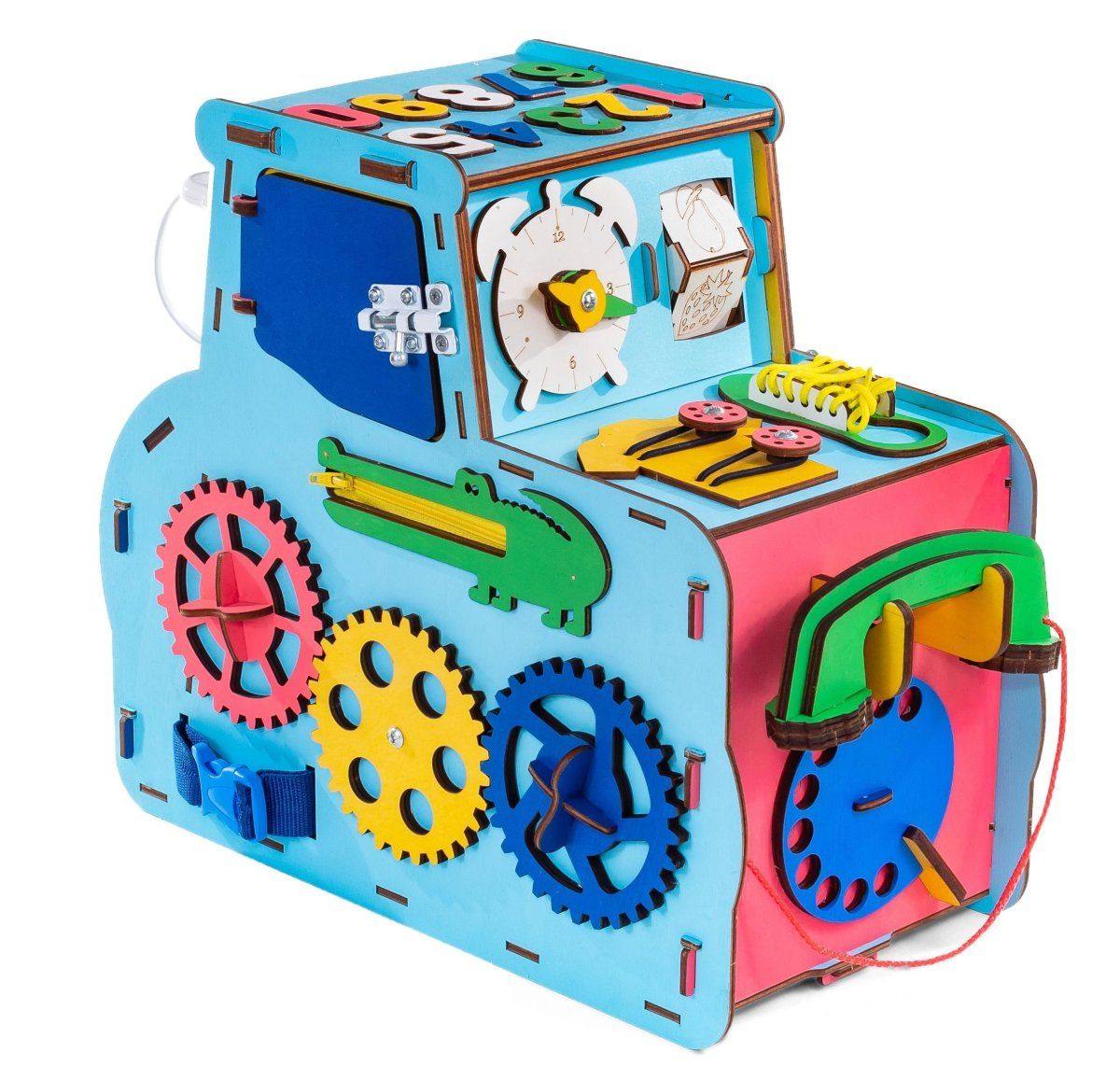 Бизиборд деревянный, бизидом развивающий EWA Трактор