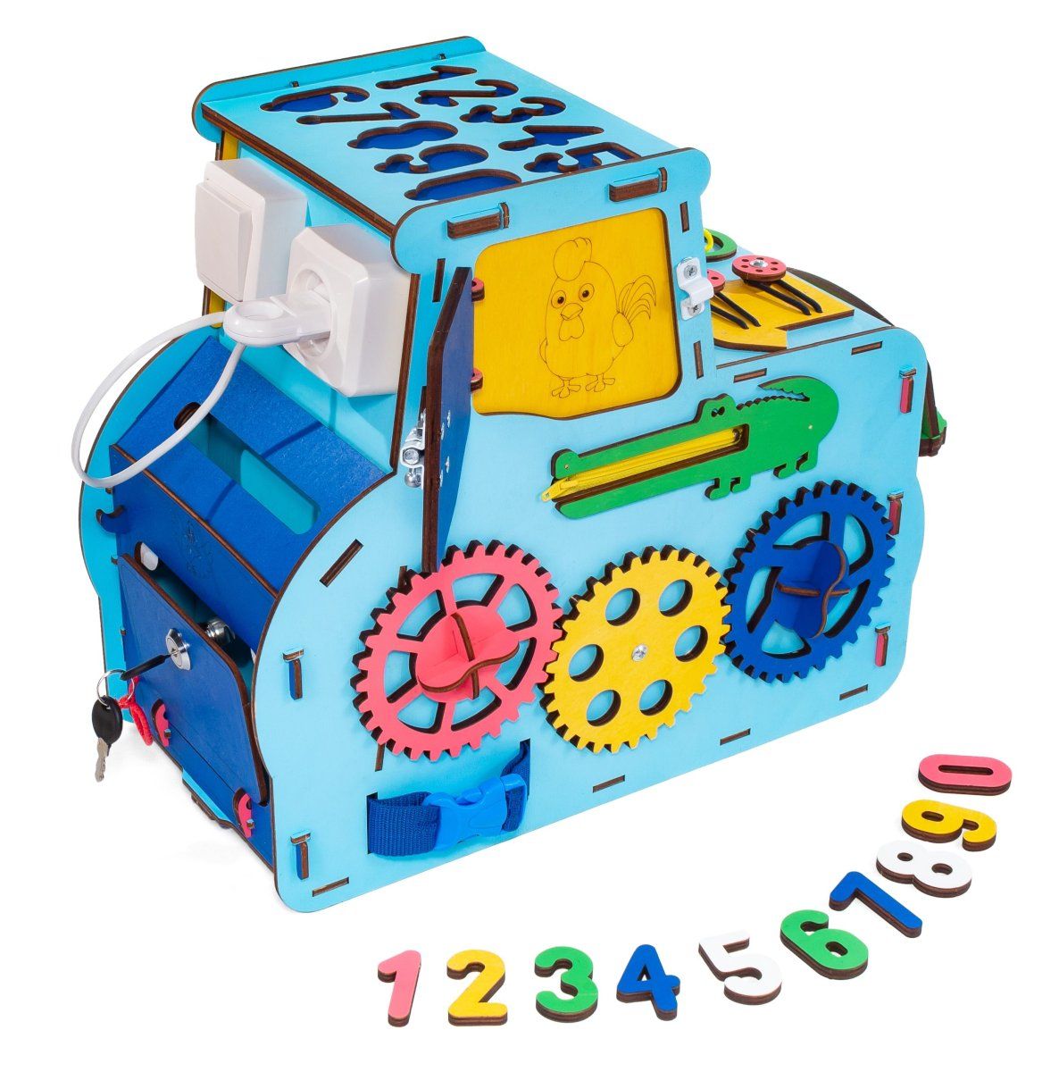 Бизиборд деревянный, бизидом развивающий EWA Трактор