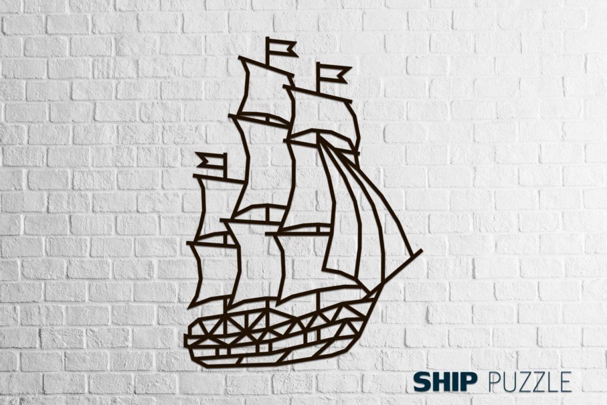 Деревянный декор настенный, панно, сборная модель EWA Design Корабль (Парусник)