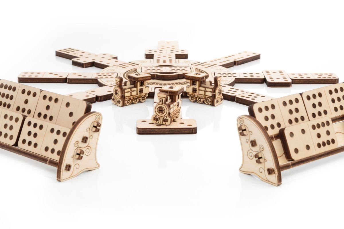 Сборная деревянная настольная игра 3D EWA Домино Мексиканский поезд