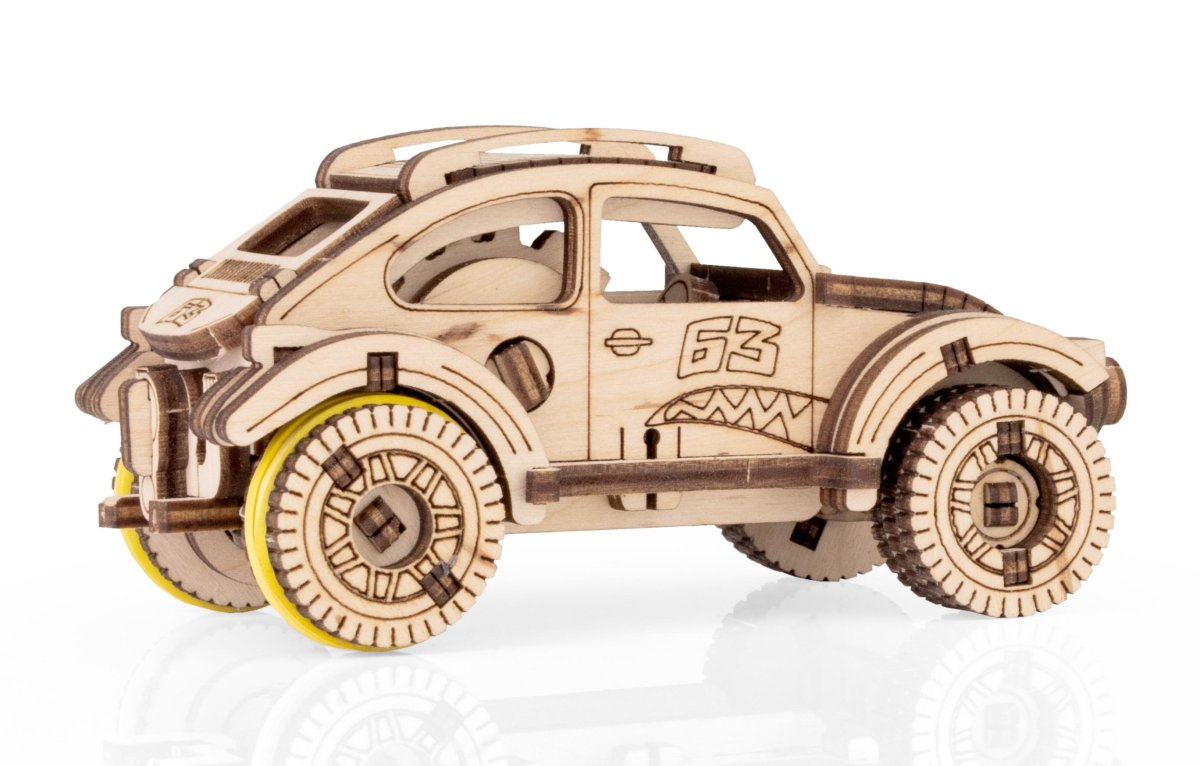Деревянный конструктор EWA Вездеход с заводным механизмом
