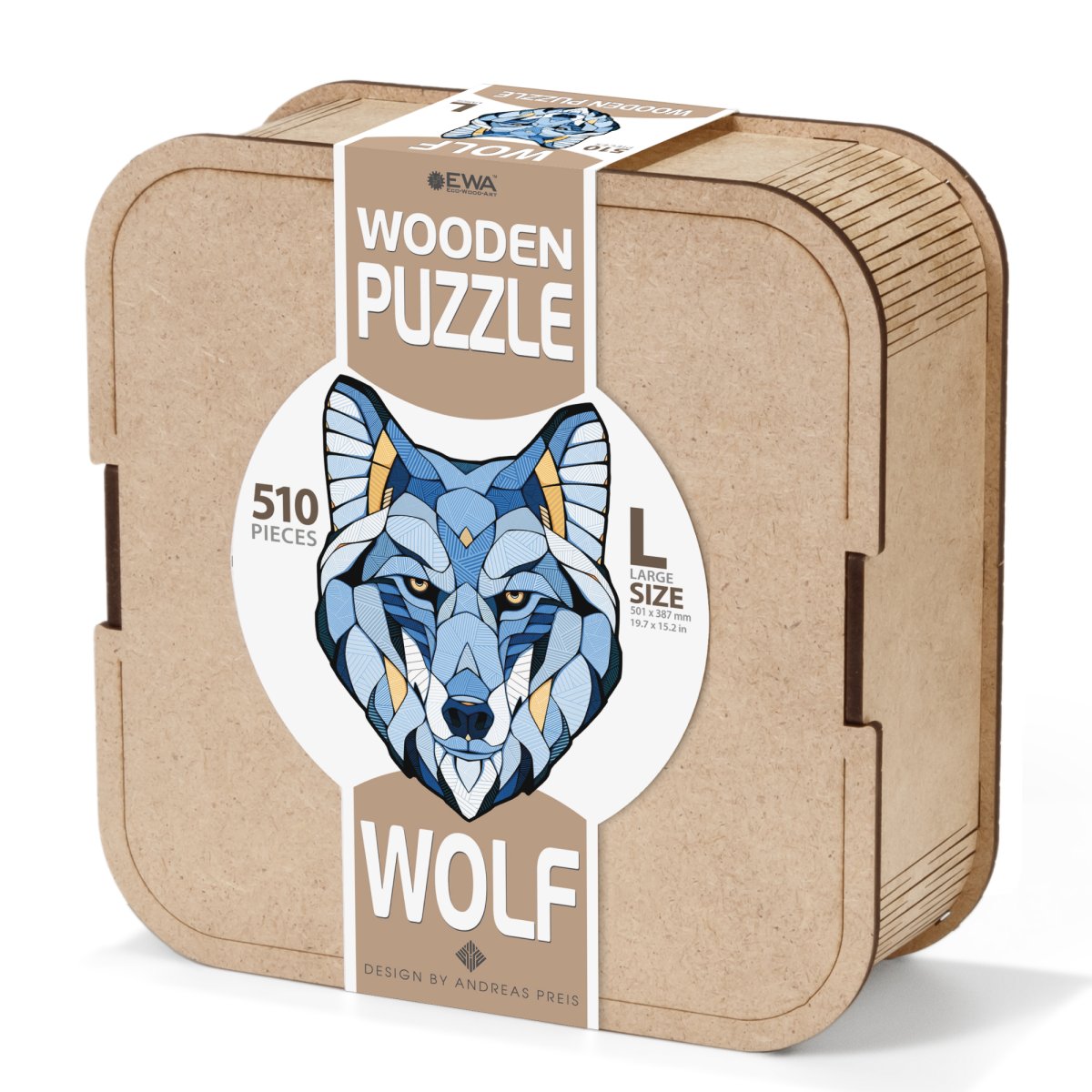 Деревянный фигурный пазл EWA Волк L (50x39 см)