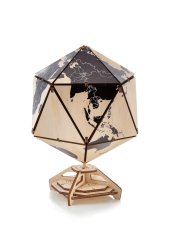 Конструктор деревянный 3D EWA Глобус Икосаэдр с секретом (шкатулка, сейф) черный