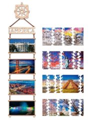 Деревянный пазл, двусторонний EWA Карта мира. Северная Америка (70x18 см)