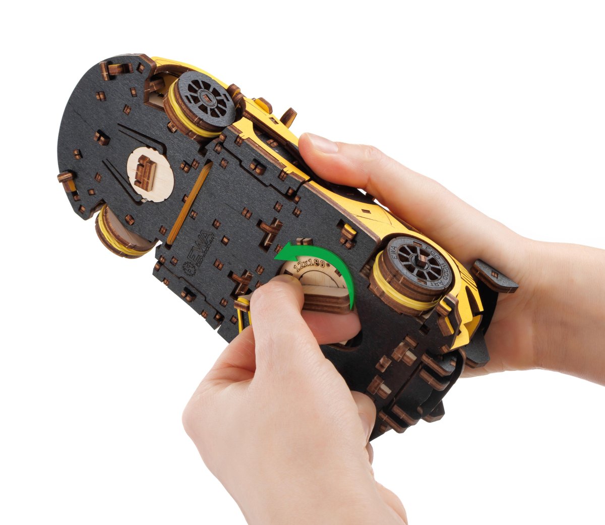 Сборная модель из дерева EWA Гоночный автомобиль (желтый)