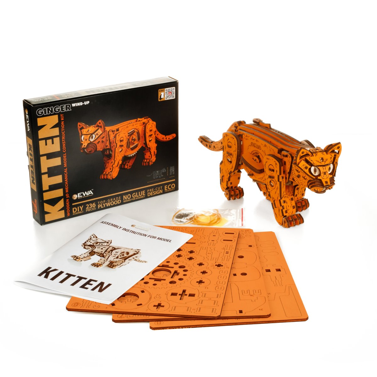 Механическая сборная модель EWA Котенок рыжий