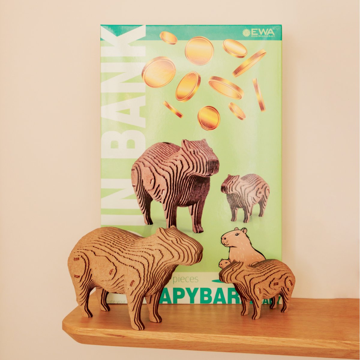 Деревянный 3D пазл копилка EWA Капибара