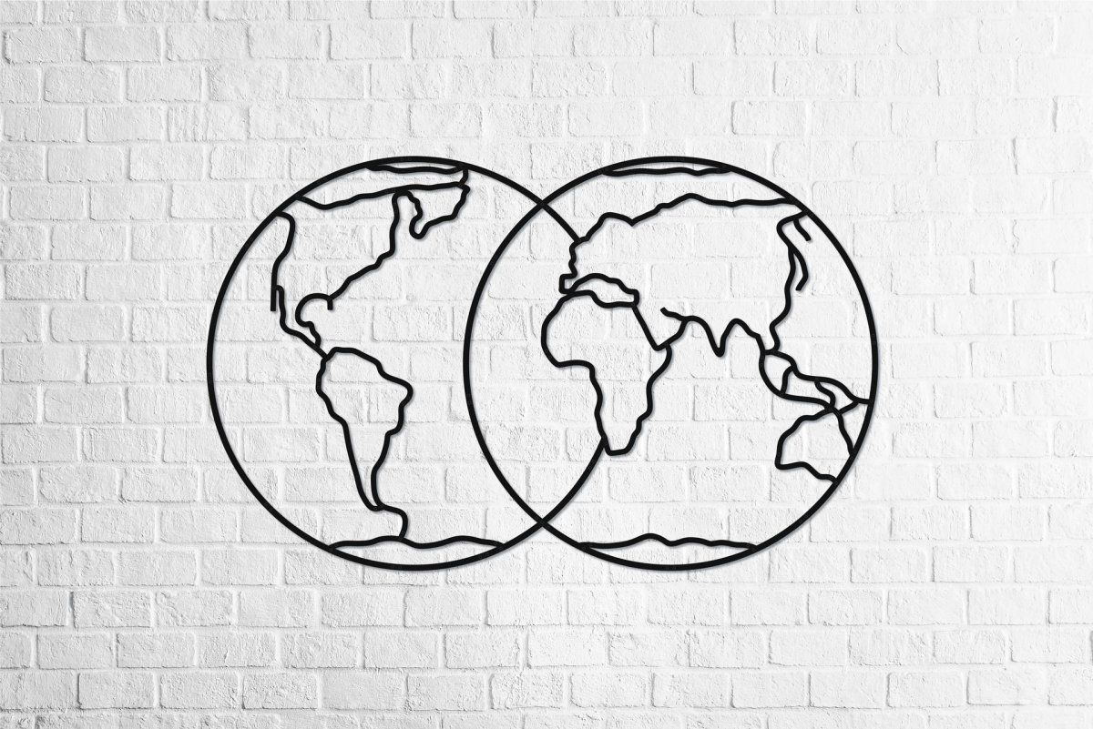 Деревянный интерьерный пазл EWA Design Полушария Земли