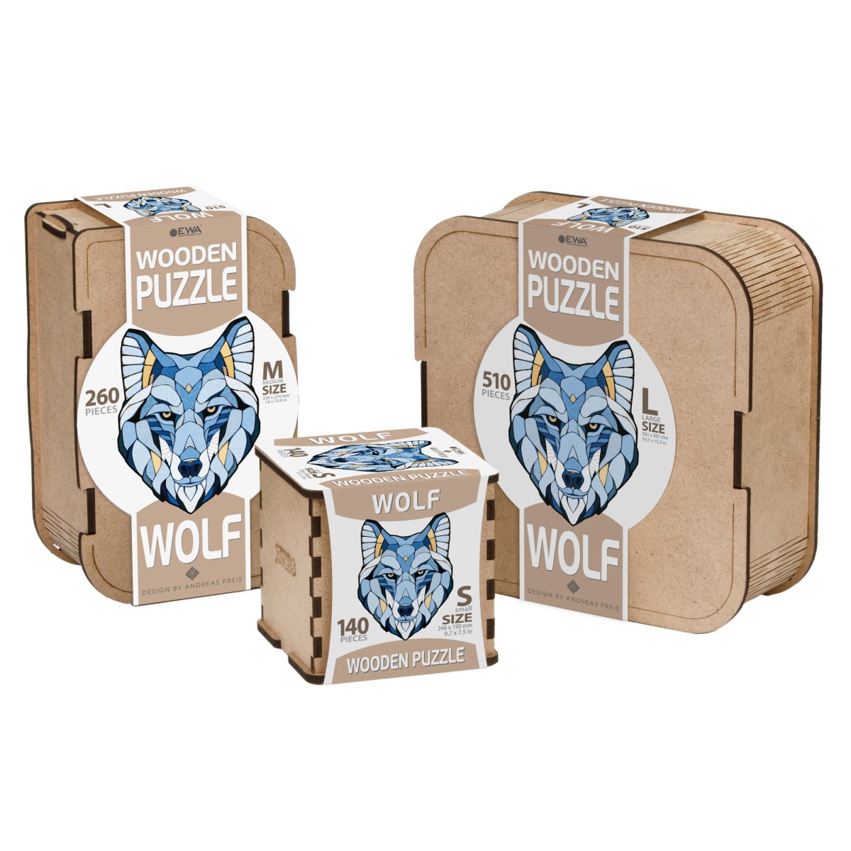 Деревянный, фигурный пазл EWA Волк M (36х28 см)