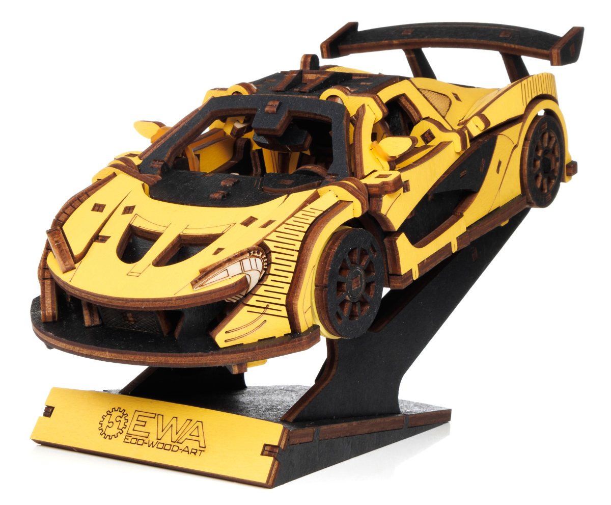 Сборная модель из дерева EWA Гоночный автомобиль (желтый)