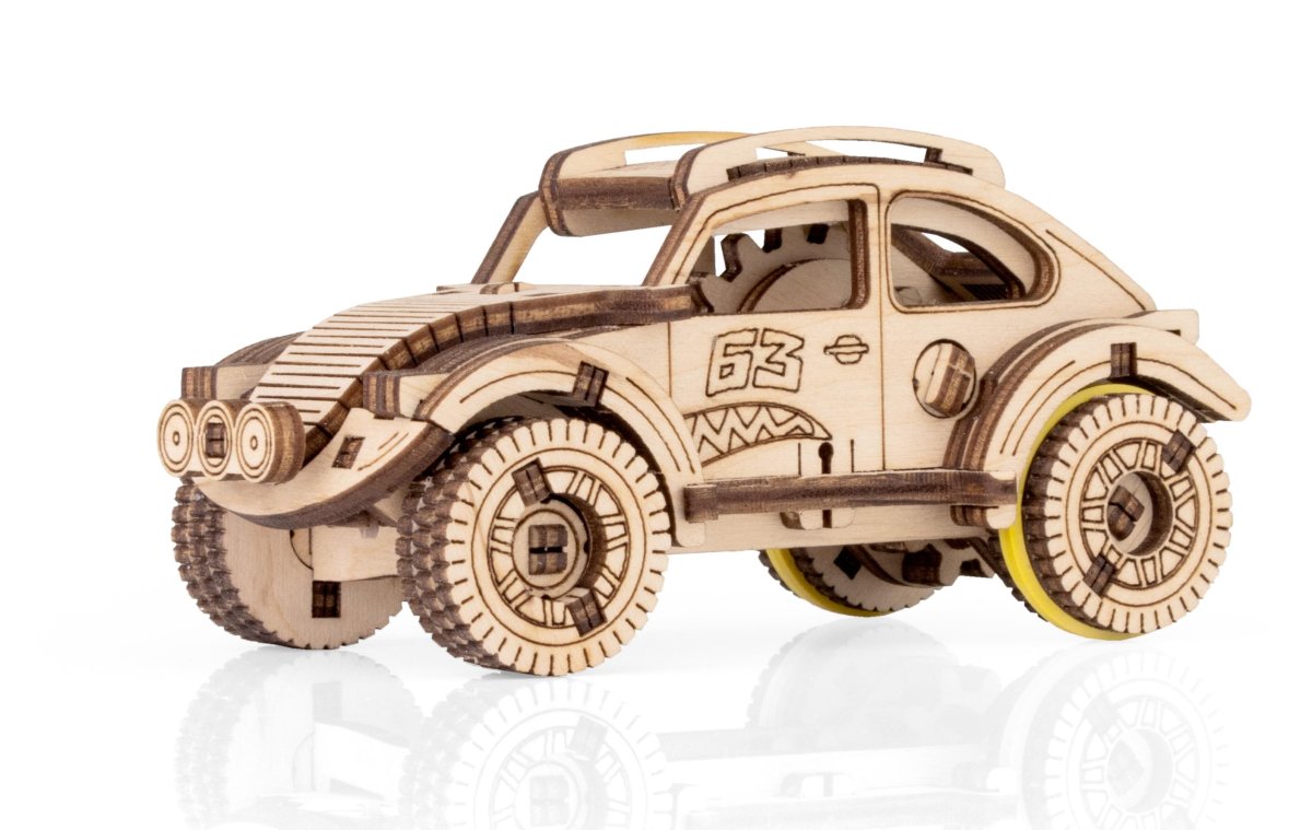 Деревянный конструктор EWA Вездеход с заводным механизмом