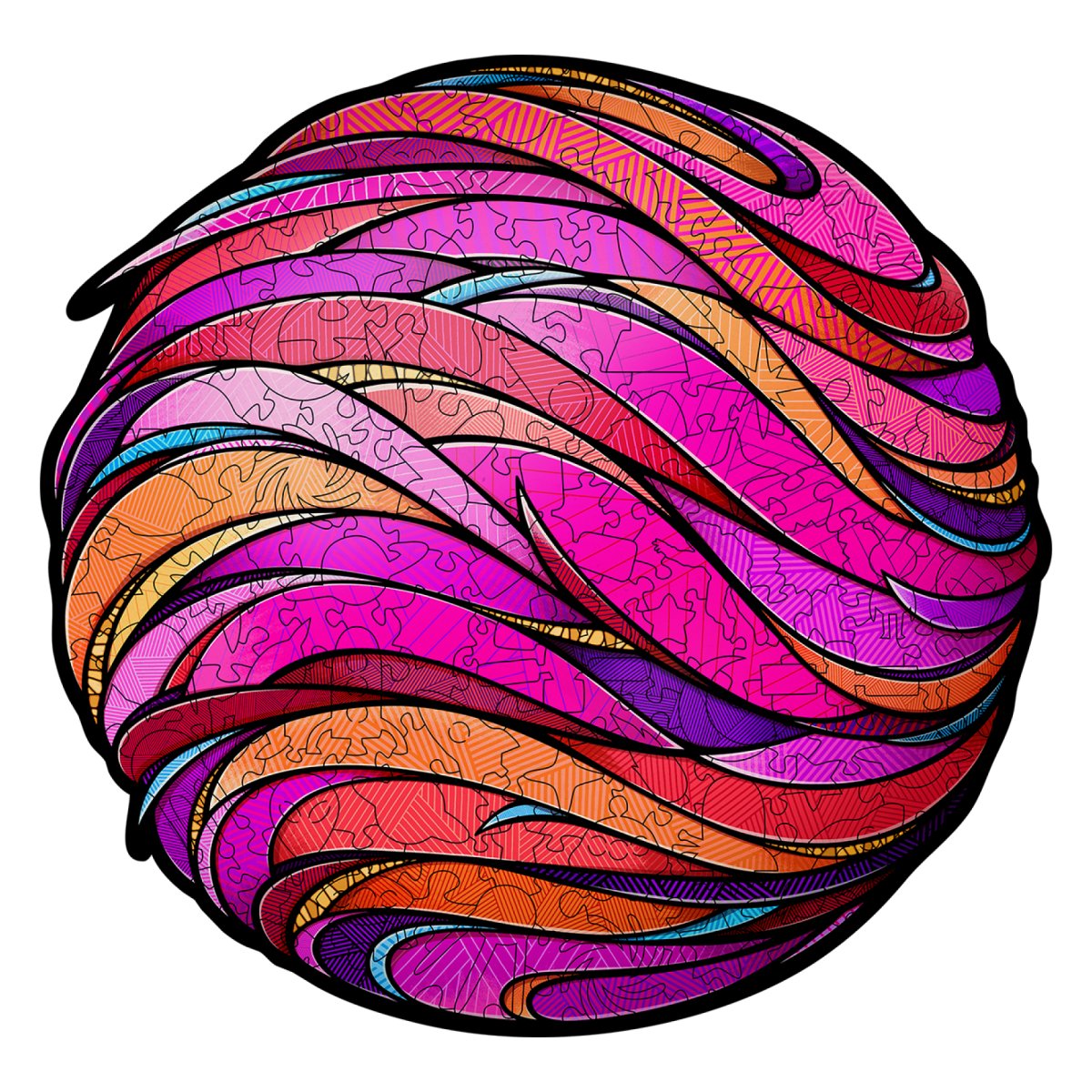 Деревянный, фигурный пазл EWA Розовая планета M (29х28 см)