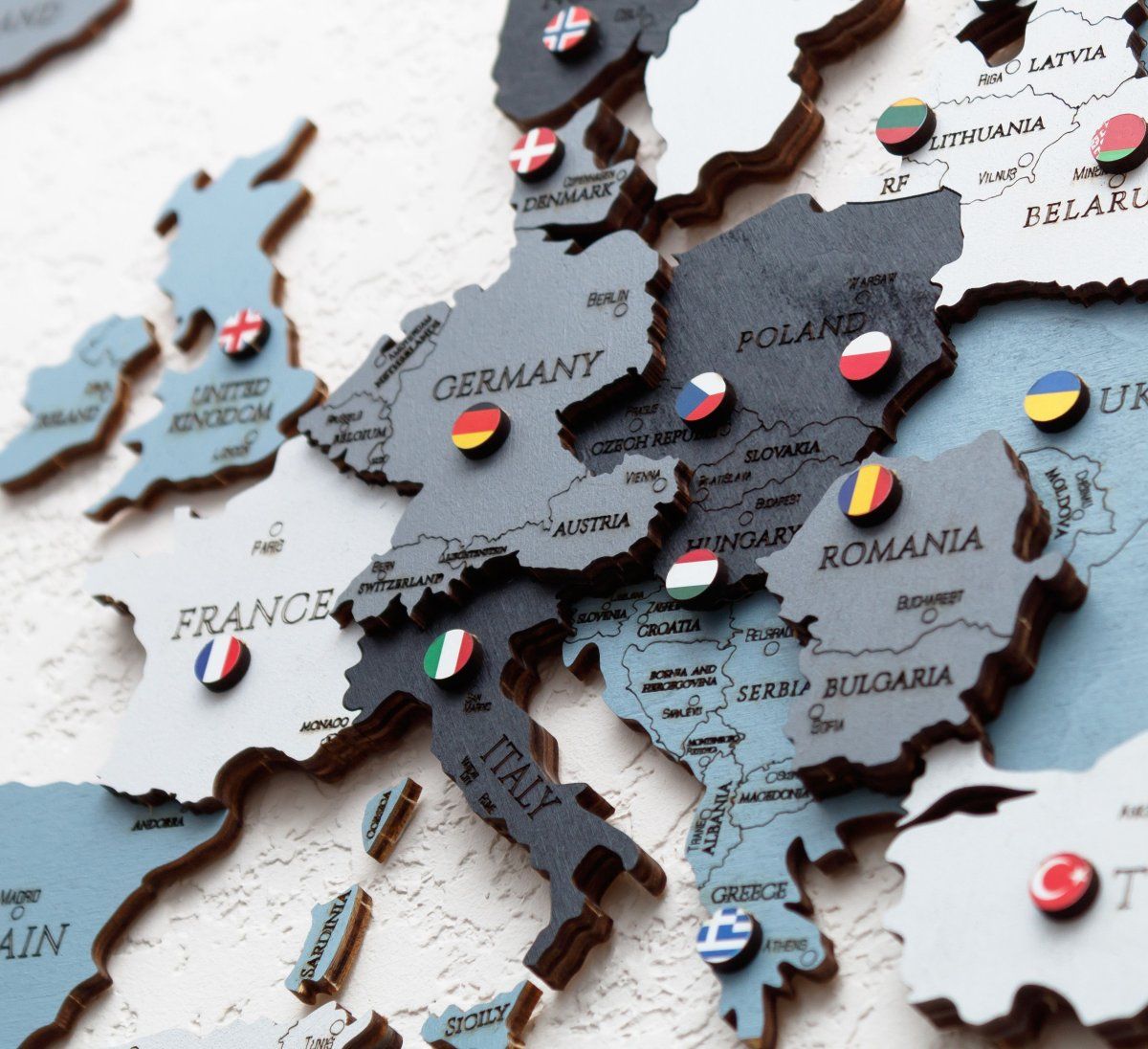 EWA Геометки для карты мира, флаги стран, пины