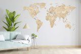 EWA Деревянная Карта Мира настенная, объемная 3 уровня, размер L (192x105 см), цвет натуральный