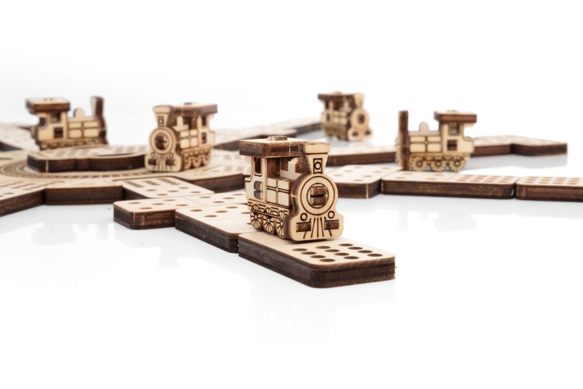 Сборная деревянная настольная игра 3D EWA Домино Мексиканский поезд