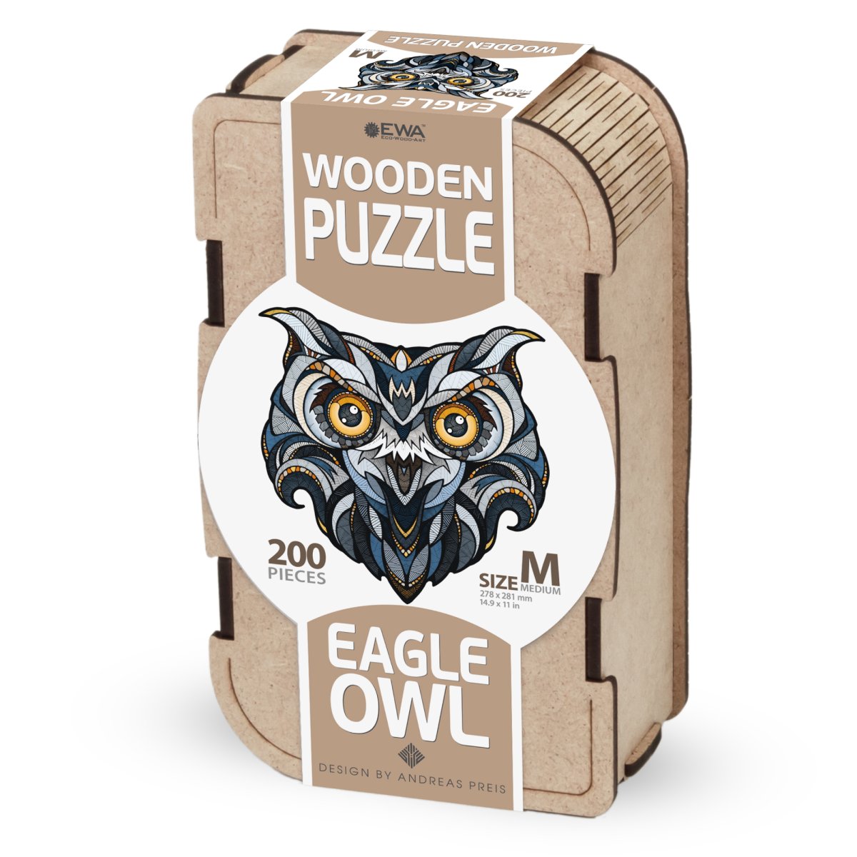 Деревянный, фигурный пазл EWA Филин M (28х28 см)