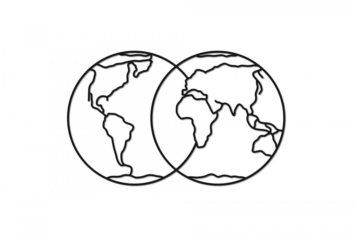 Деревянный интерьерный пазл EWA Design Полушария Земли