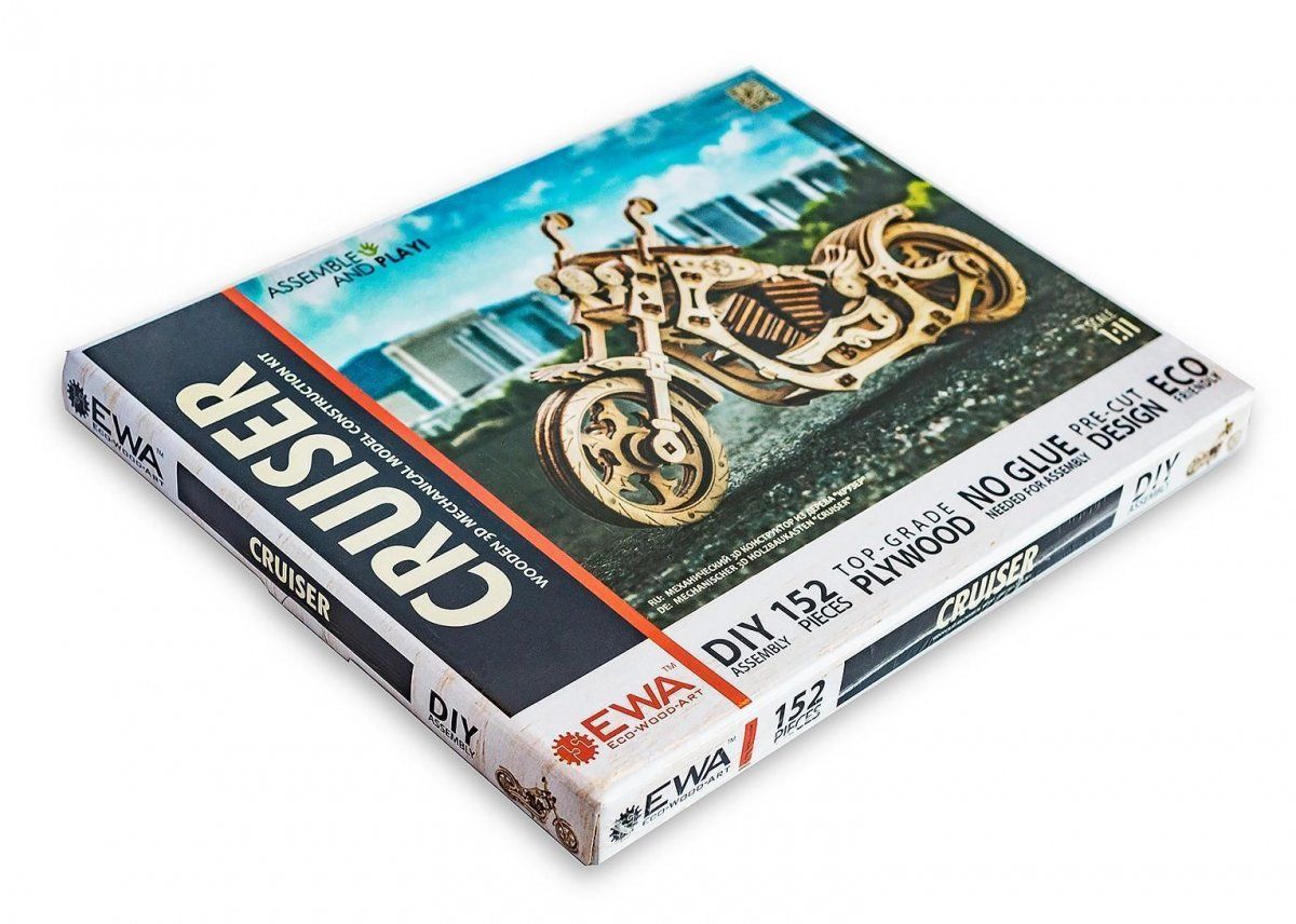 Конструктор деревянный 3D EWA Мотоцикл Cruiser