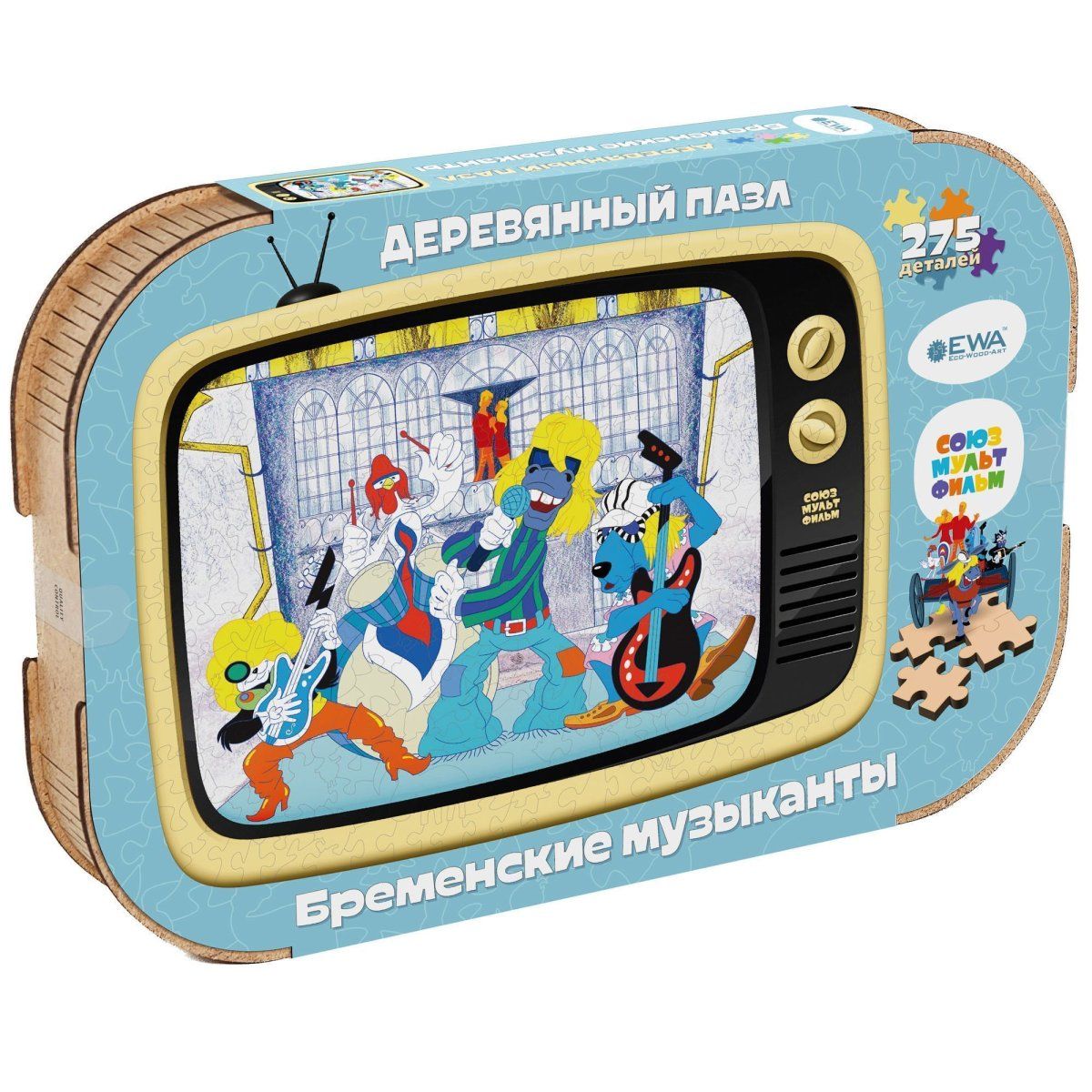 Деревянный пазл, головоломка EWA Бременские музыканты 40x29 см
