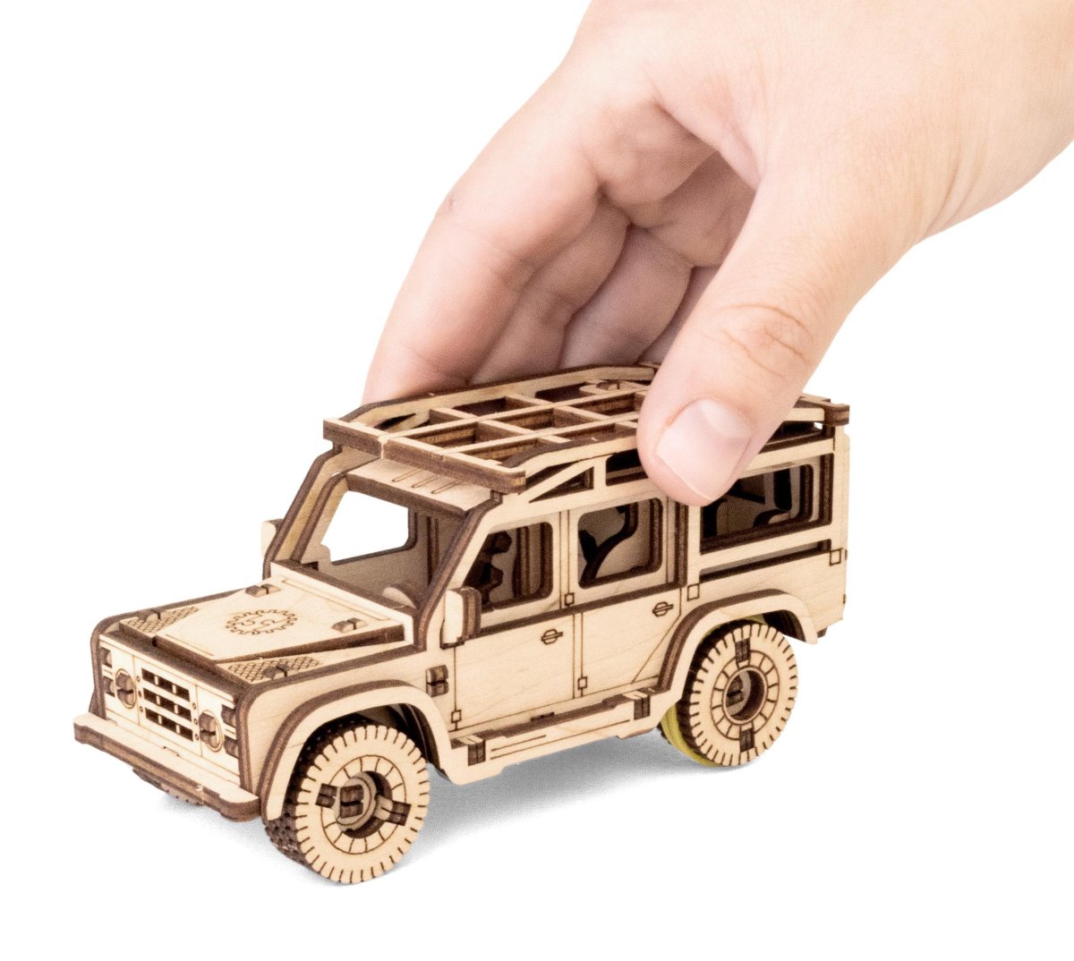 Деревянный конструктор EWA Джип с заводным механизмом