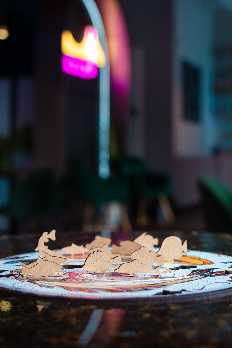 Деревянный, фигурный пазл EWA Карпы Кои (Рыбы) L 40x40 см